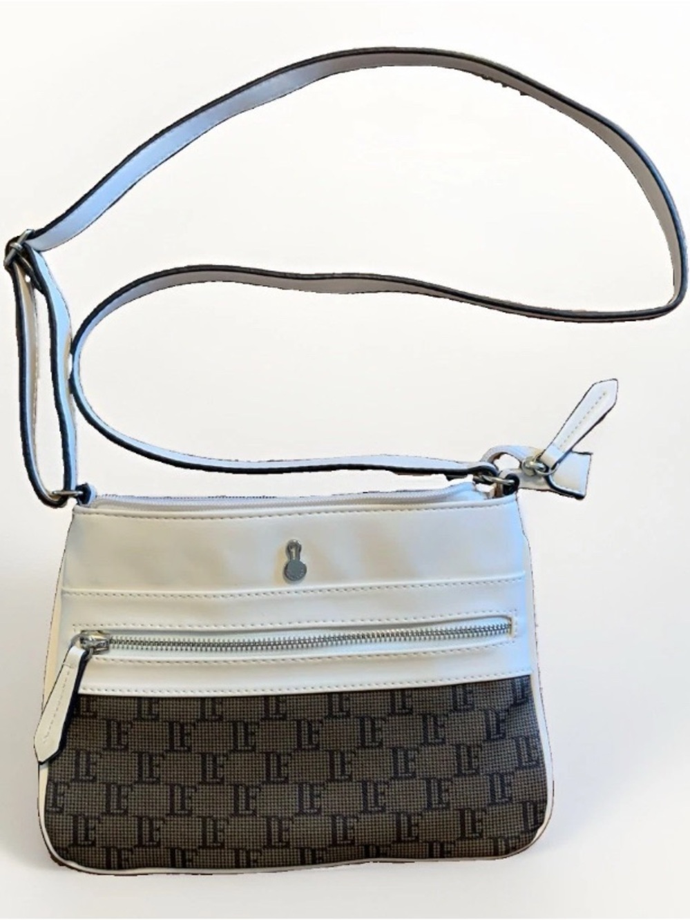 London Fog Crossbody Bag Monogram Logo Vegan Leather